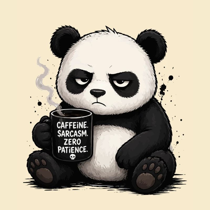 Kaffeepanda mit Sarkasmus