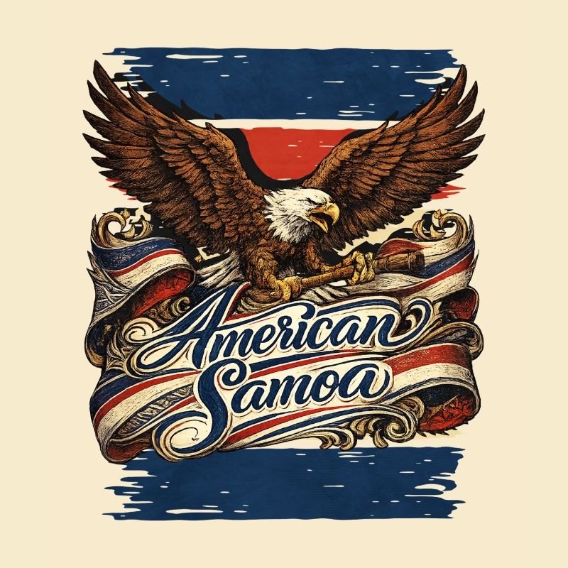 Aigle sur ruban de drapeau Samoa américaines