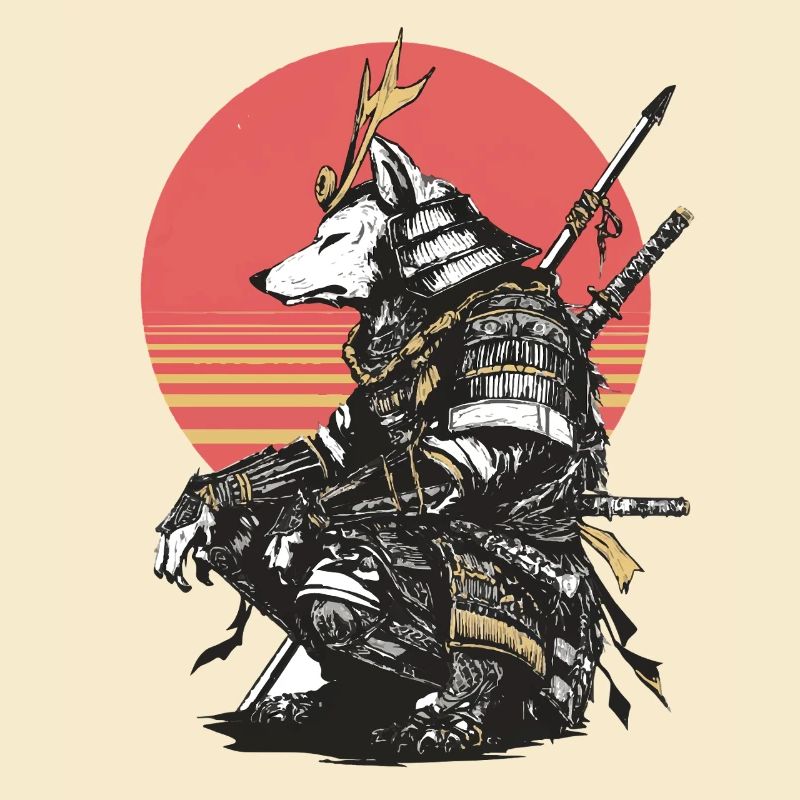 Wolf Samurai in Sunset Armor