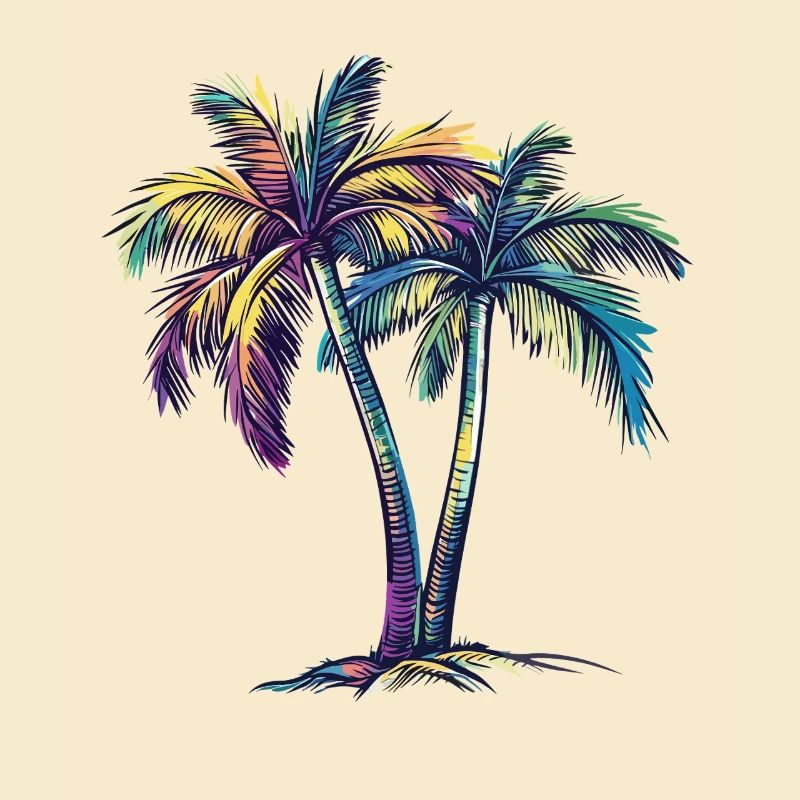 Rainbow Palm Trees Tropical Dream