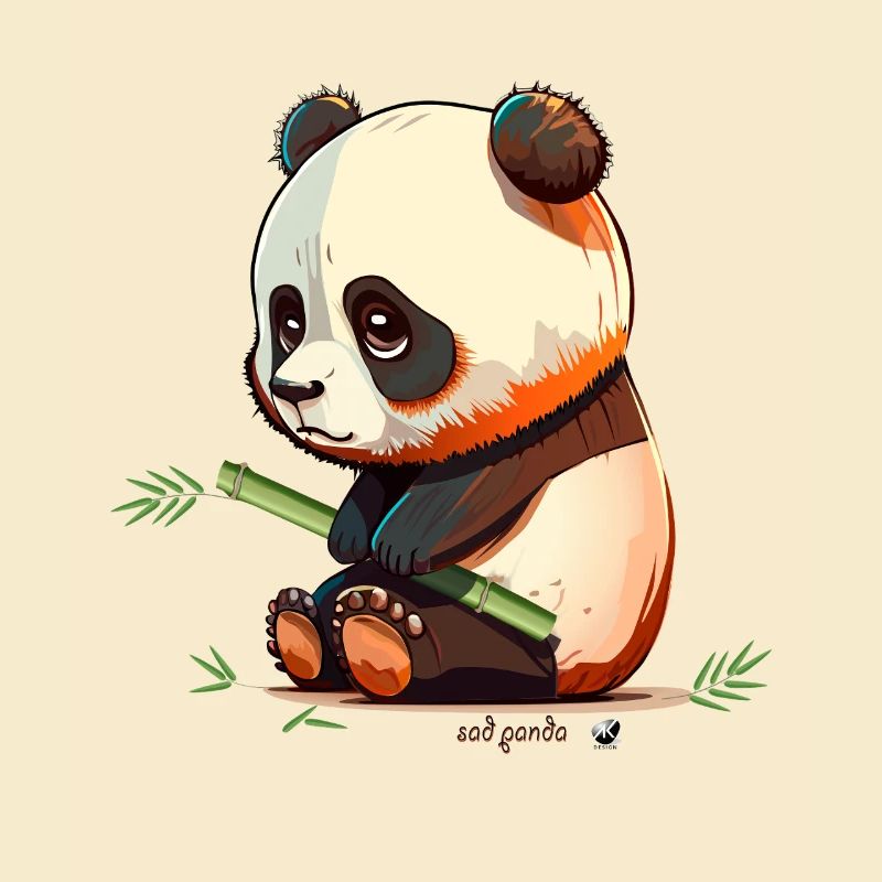 Trauriger Panda mit Bambus Sad Panda