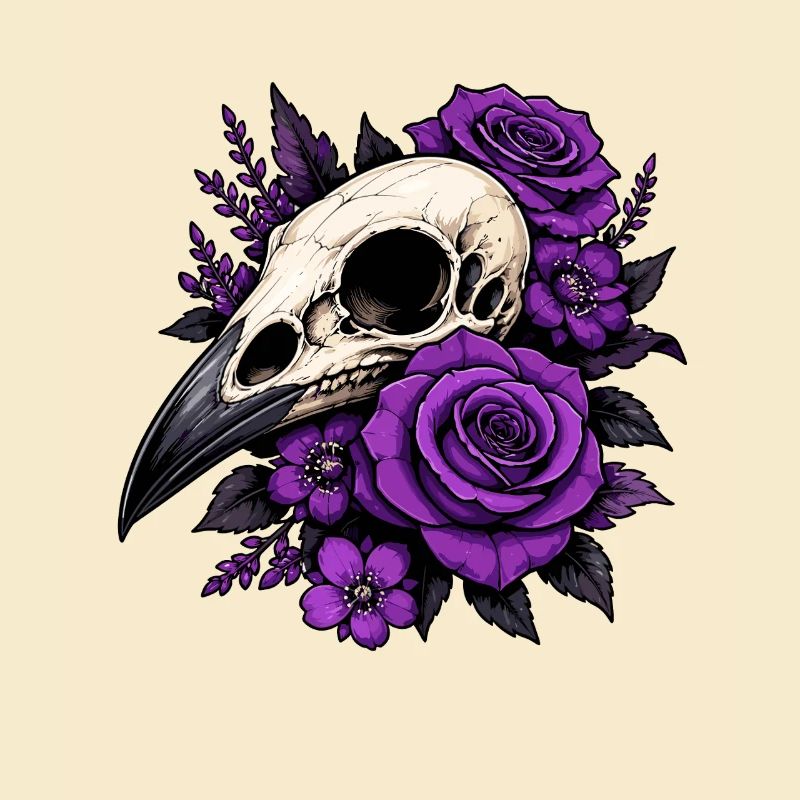 Violet Skull Roses Design