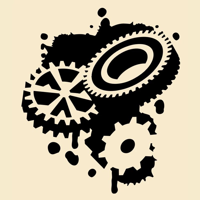 Trois roues dentées comme un graffiti