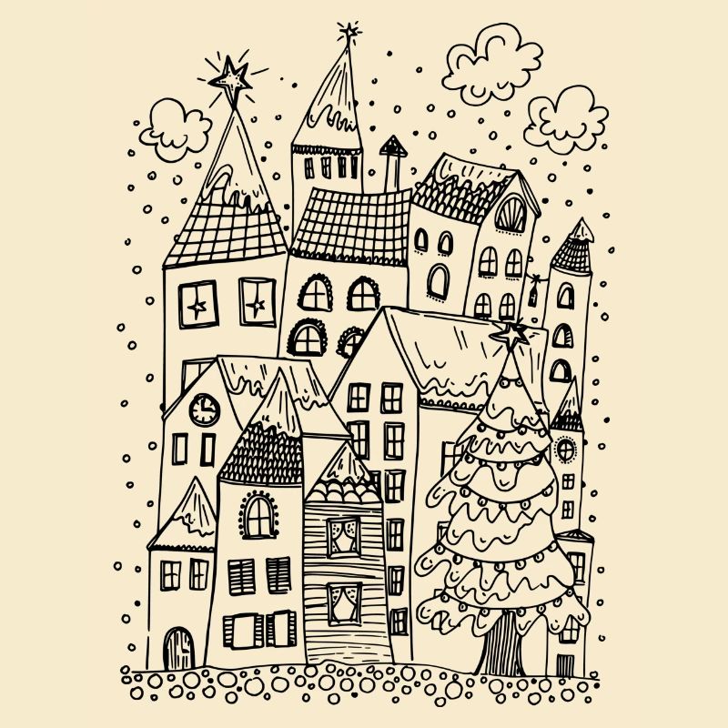 Wintry small town