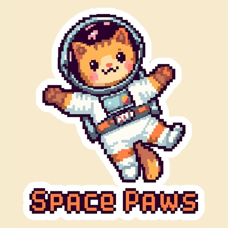 Space Paws - Autocollant d’astronaute Pixel Cat