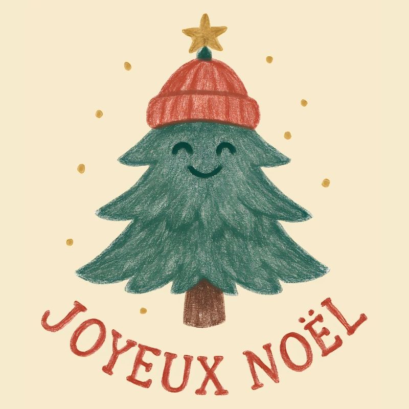 Merry Christmas tree with red hat