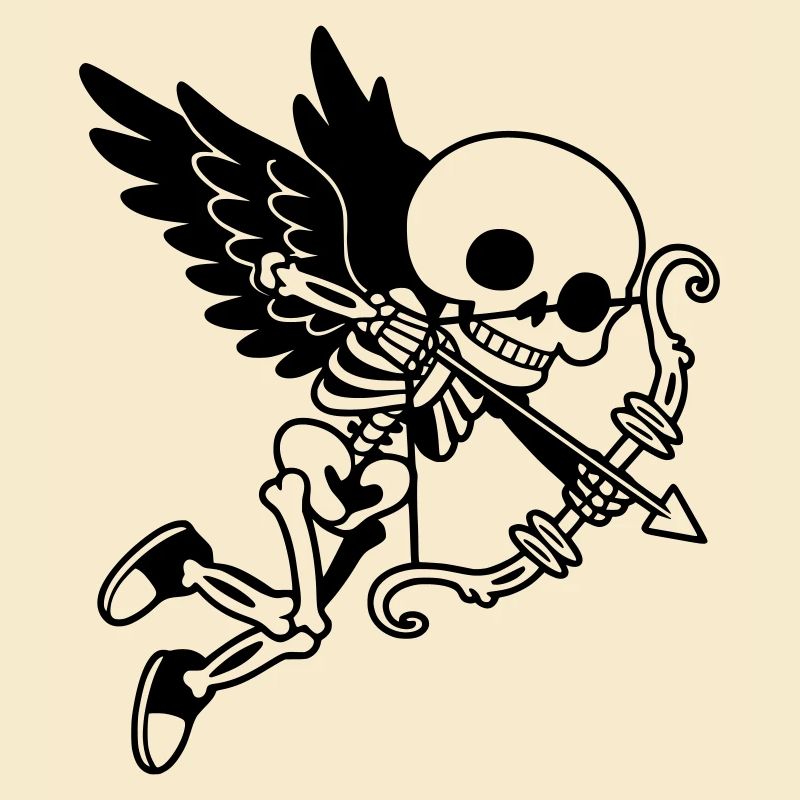 Cupidon Squelette aux ailes noires