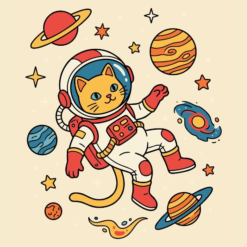 Aventure galactique Chat Astronaute