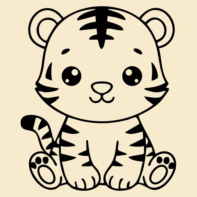 Petit tigre mignon – Petit noir et blanc