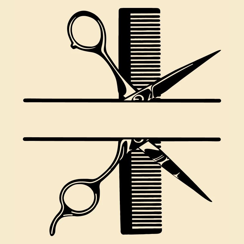 Ciseaux avec bannière de texte en peigne