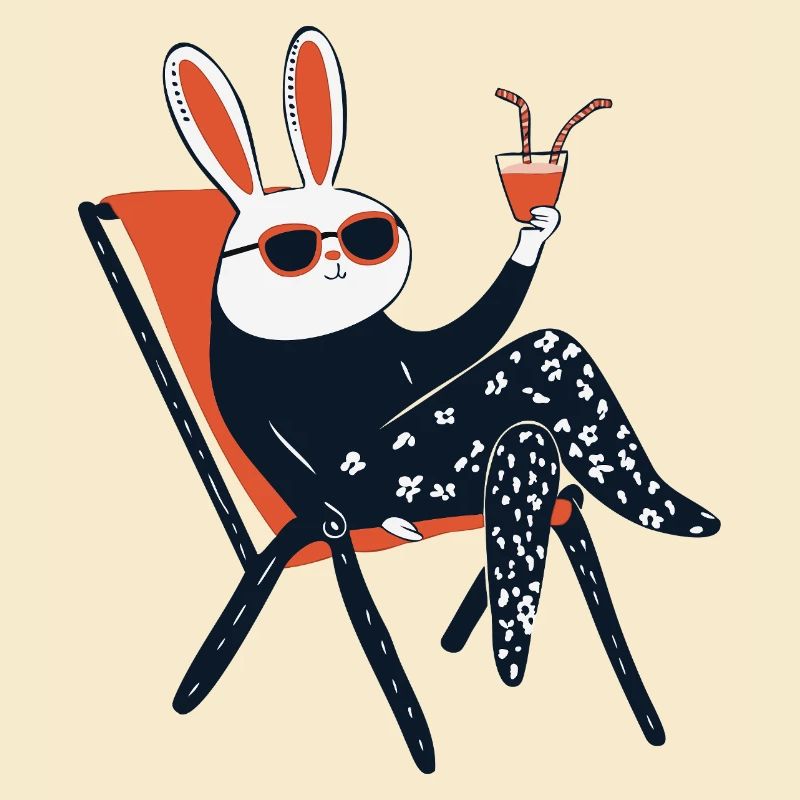 Beach Bunny – Chill Rabbit avec ombres et boisson