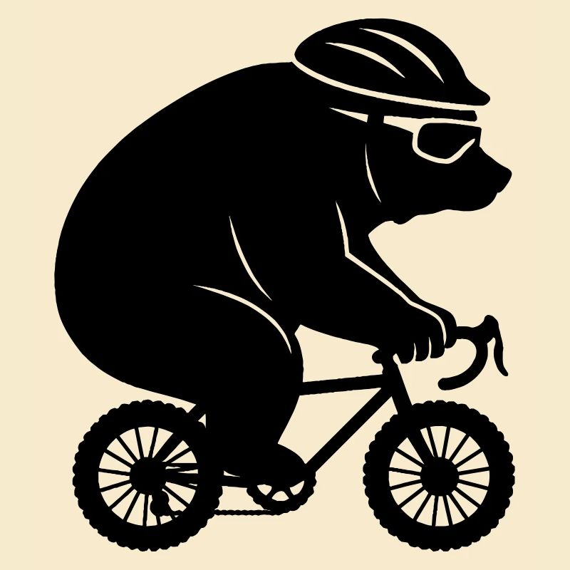 Ours géant sur un minuscule vélo de gravier