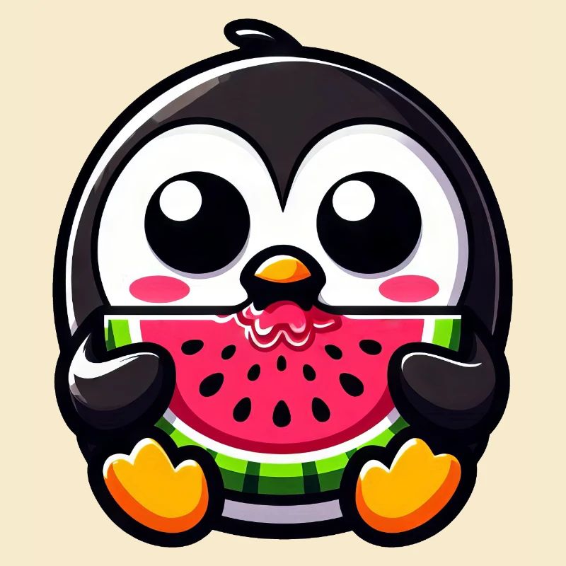 Cute Penguin with Melon Chibi Fruit Sweet