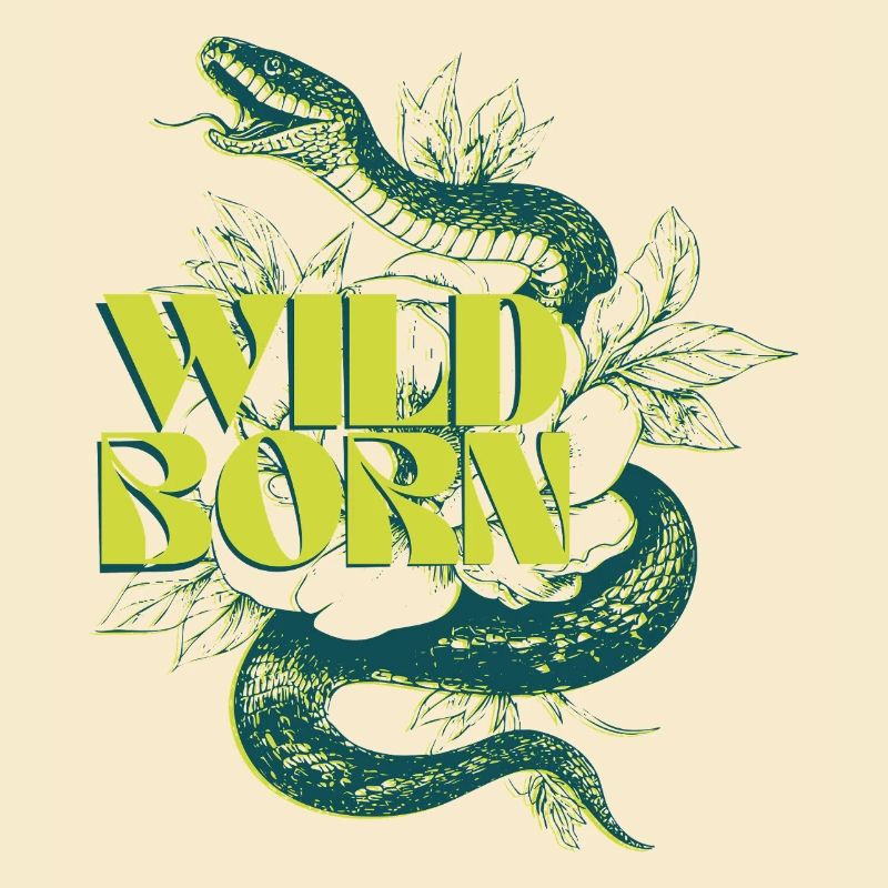 Wild Born Snake and Leaf Design