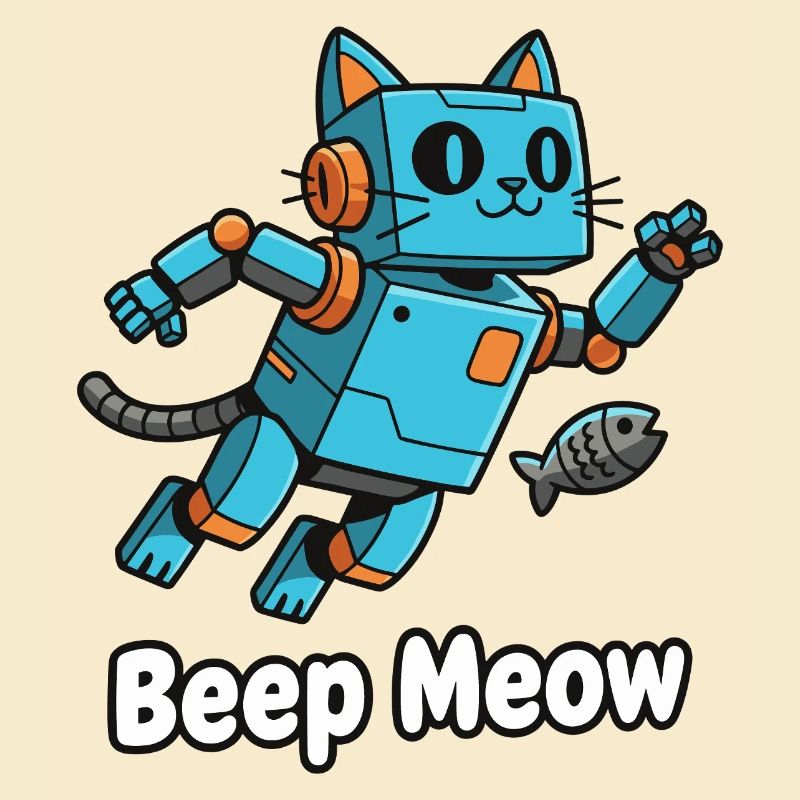 Chat robot bleu Bip Miaou