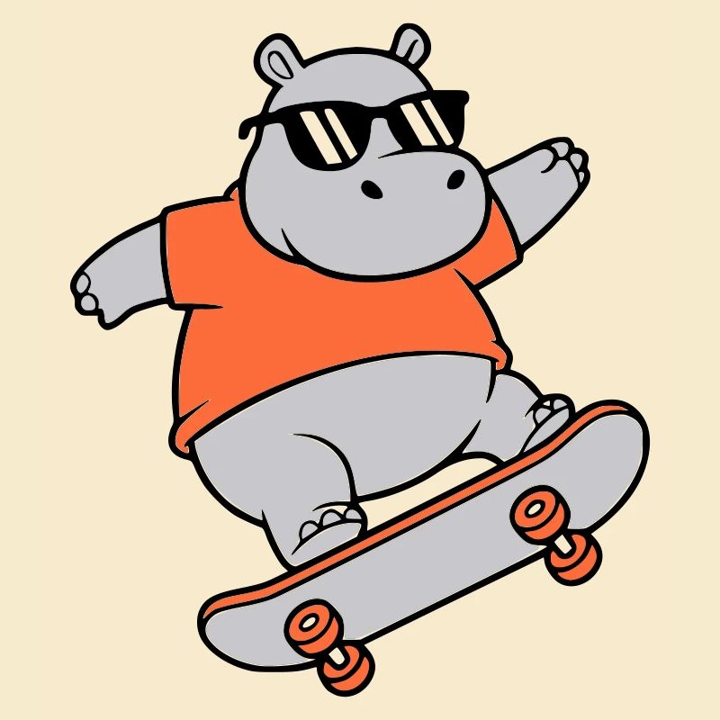 Cooles Nilpferd Skater Skateboard Vektor
