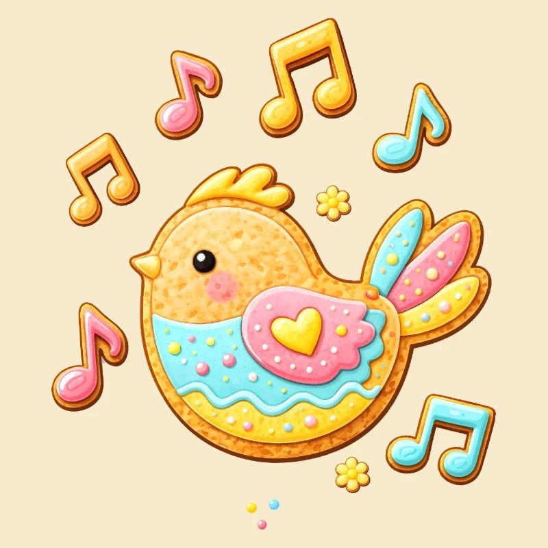 Oiseau mignon en illustration de biscuit décoré