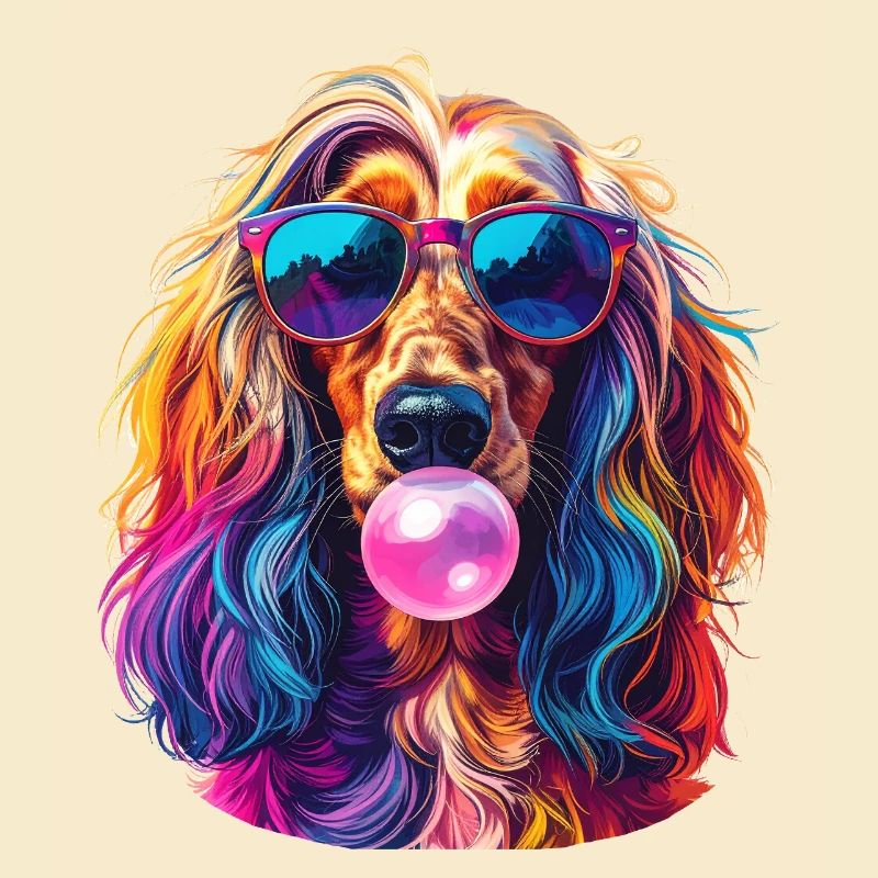 Pop-Art Afghanischer Windhund mit Bubblegum
