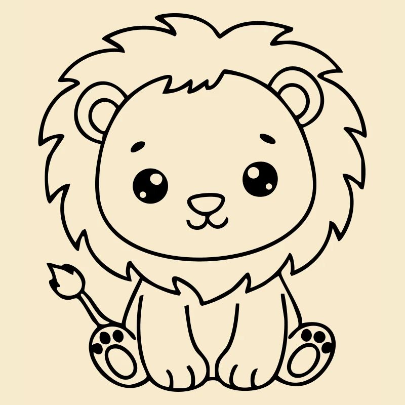 Petit Lion mignon – Petit noir et blanc