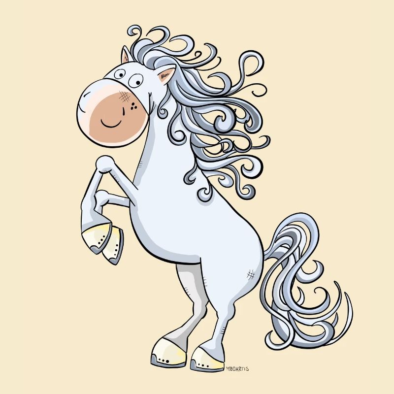 Steigendes Pferd im wallender Mähne I Comic