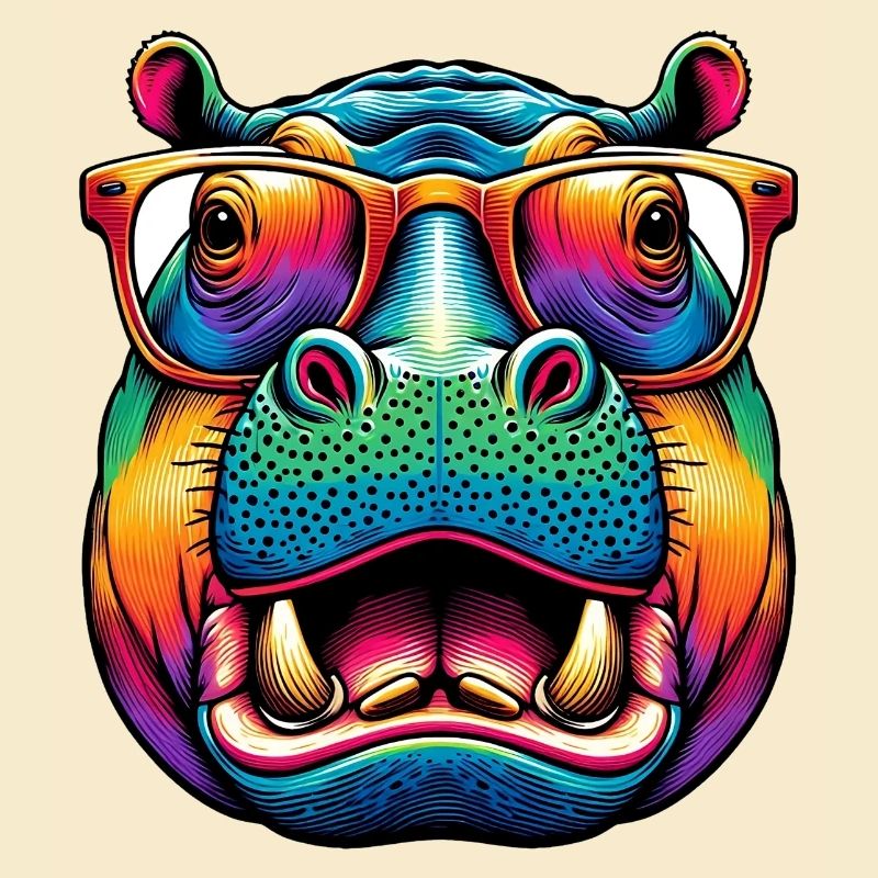 Nilpferd mit Brille