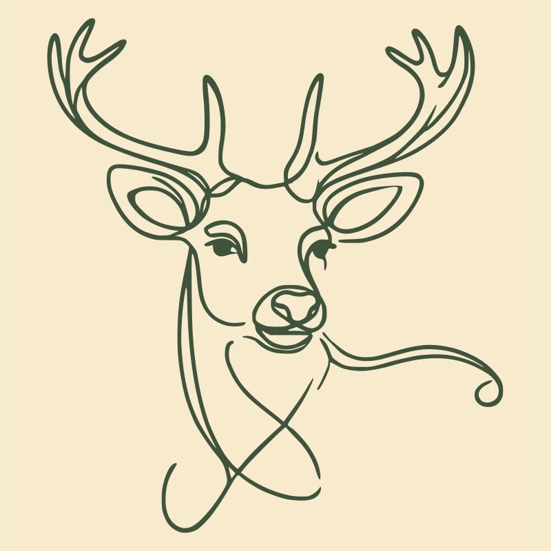 Drawn deer green