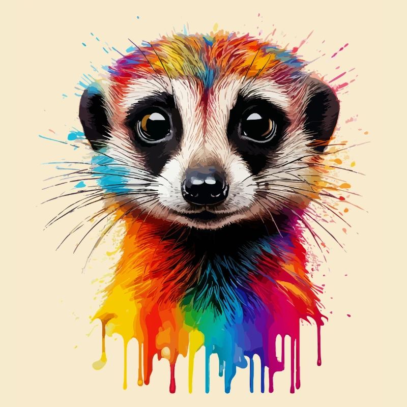 Impression de portrait de suricate coloré