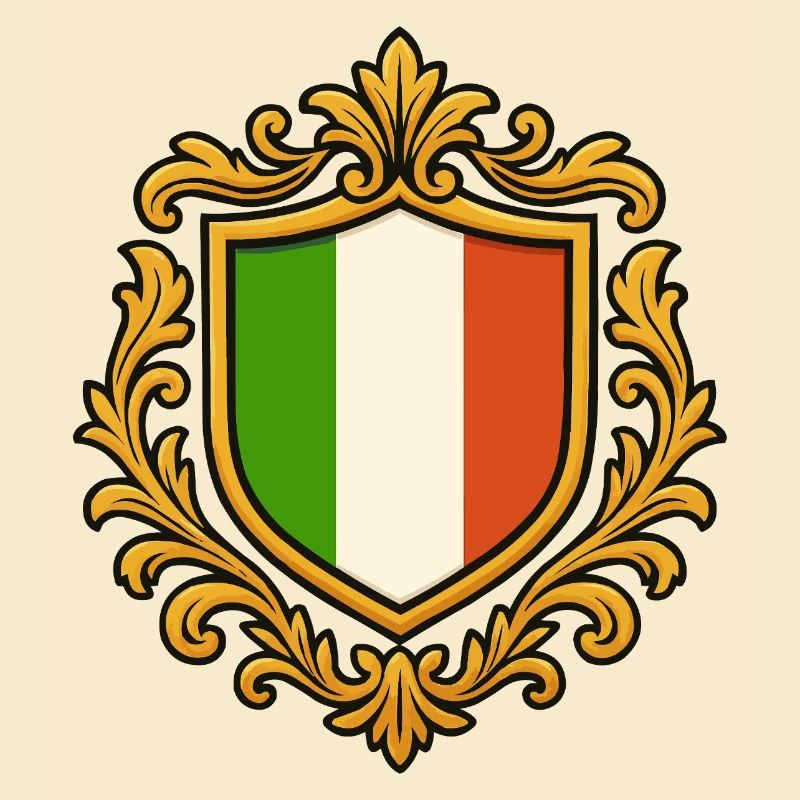Italy flag in baroque frame