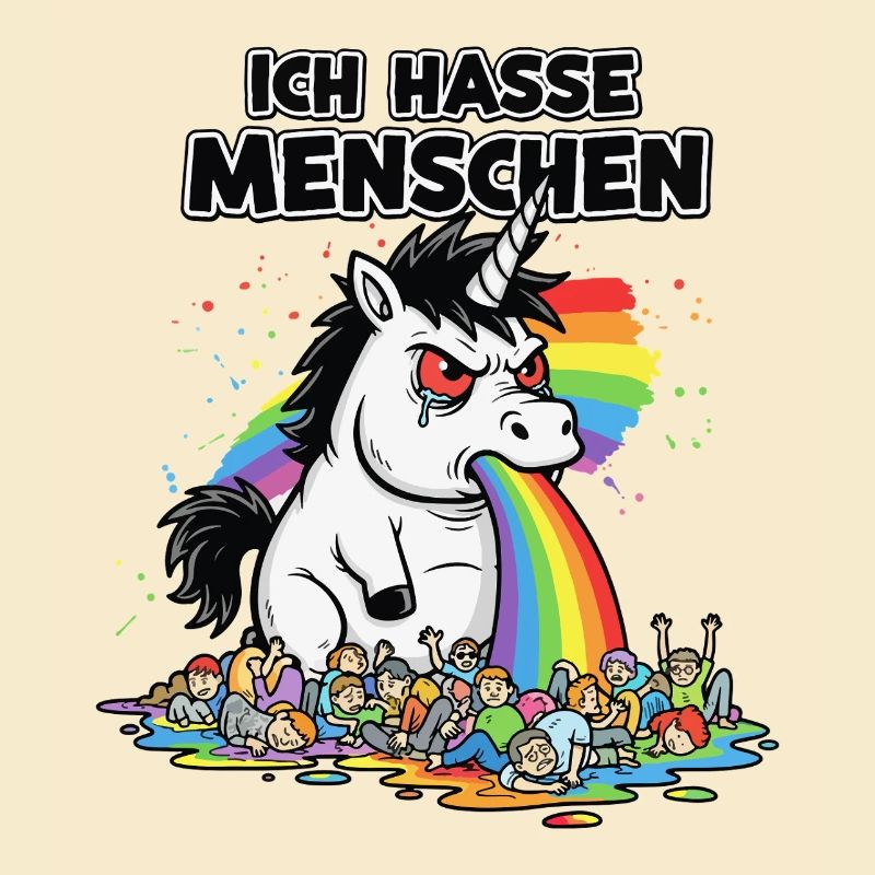 I Hate People Unicorn Puking Rainbow Funny