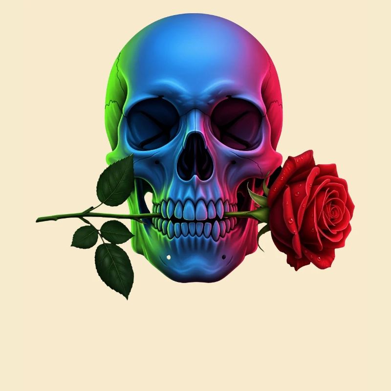 Neon skull with rose gothic design