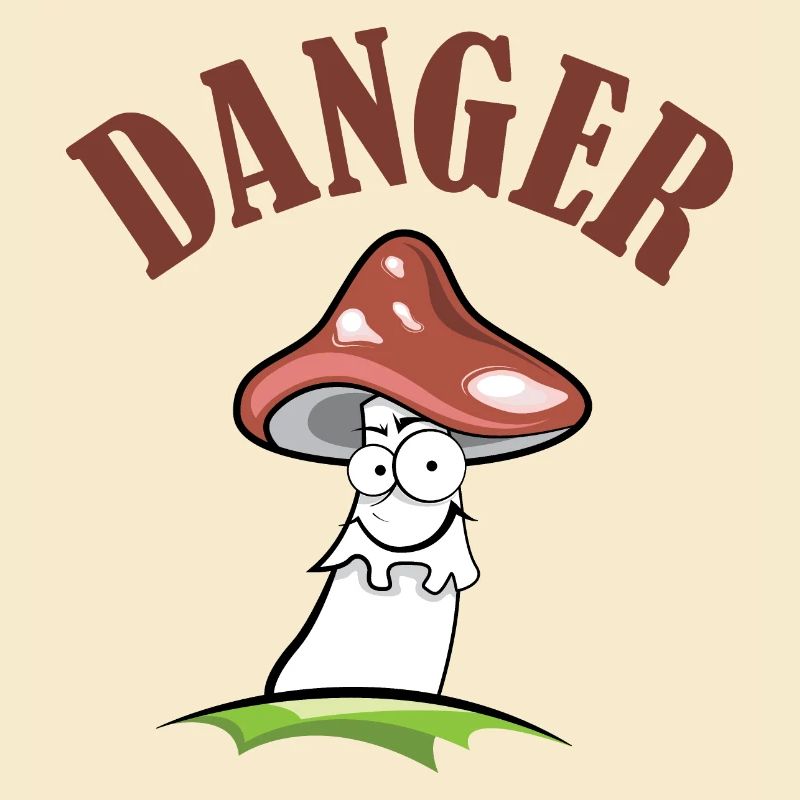 Toadstool danger symbol comic funny