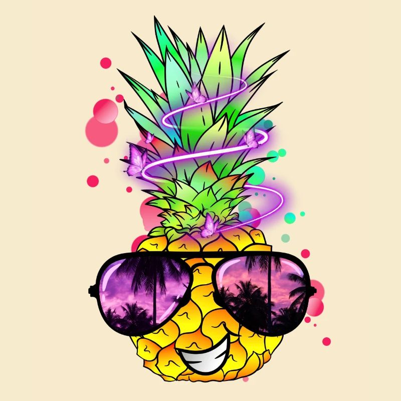 cool pineapple with neon spiral