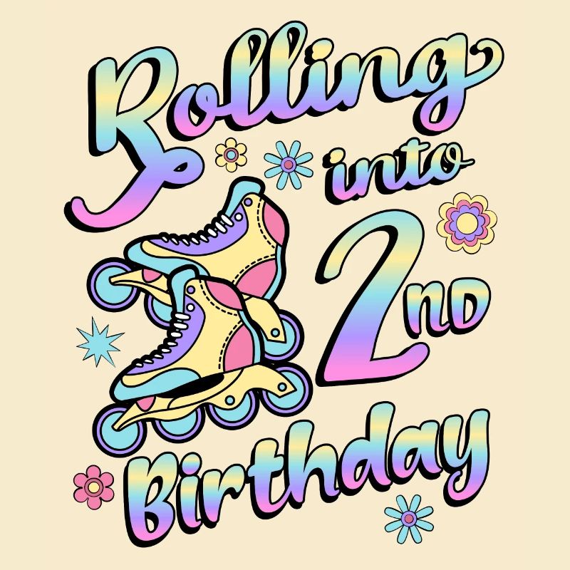 Rolling Into 2nd Birthday Roller Skater Inline