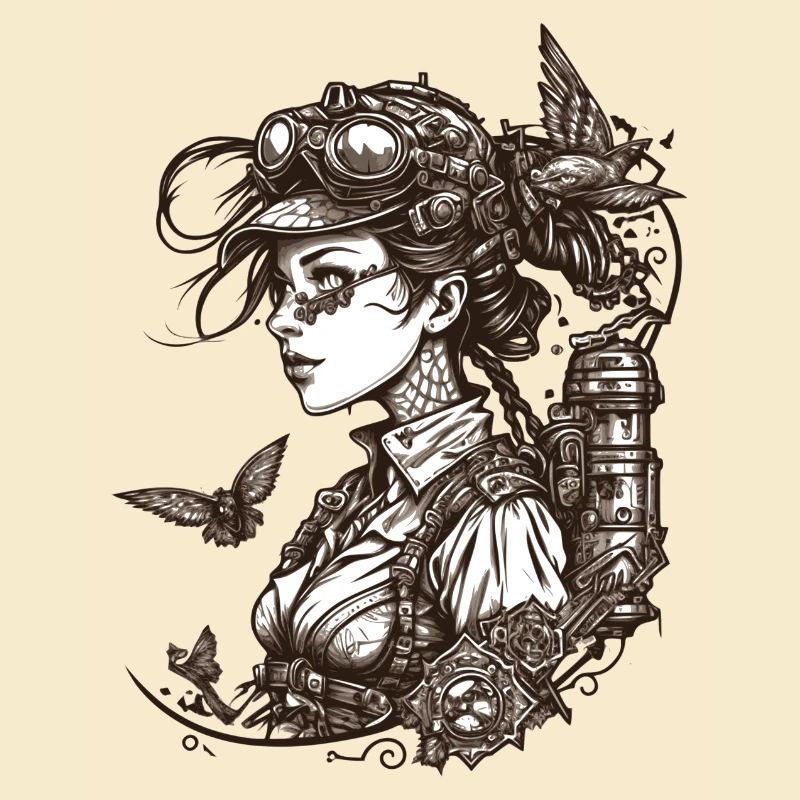 Beauté Steampunk avec toutes sortes de techniques rétro