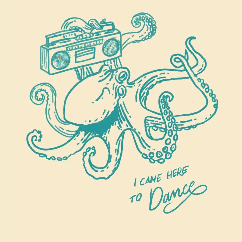Dancing Octopus Retro Vintage Groovy Line Graphic