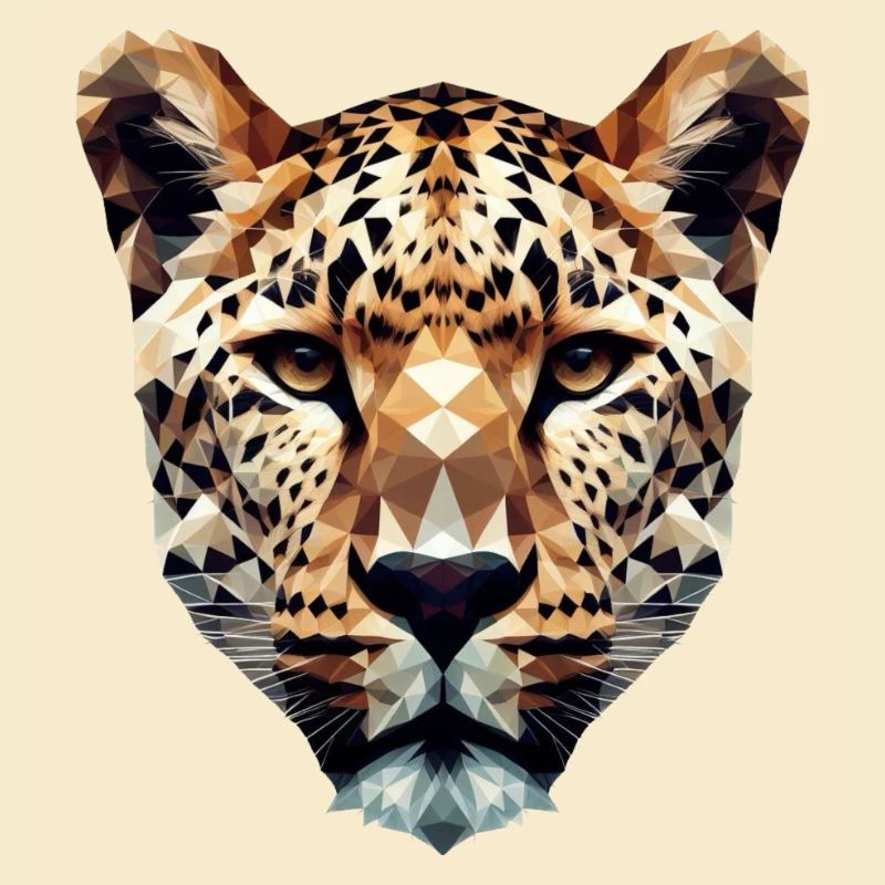 A leopard head in polygon style