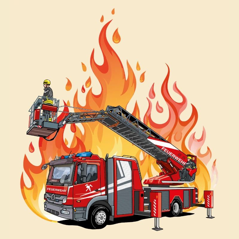 Fire brigade and flames