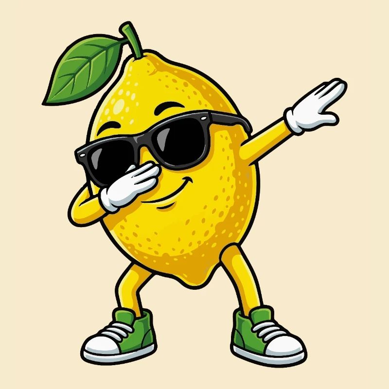 Dessin animé Dun Citron dans la pose Dab