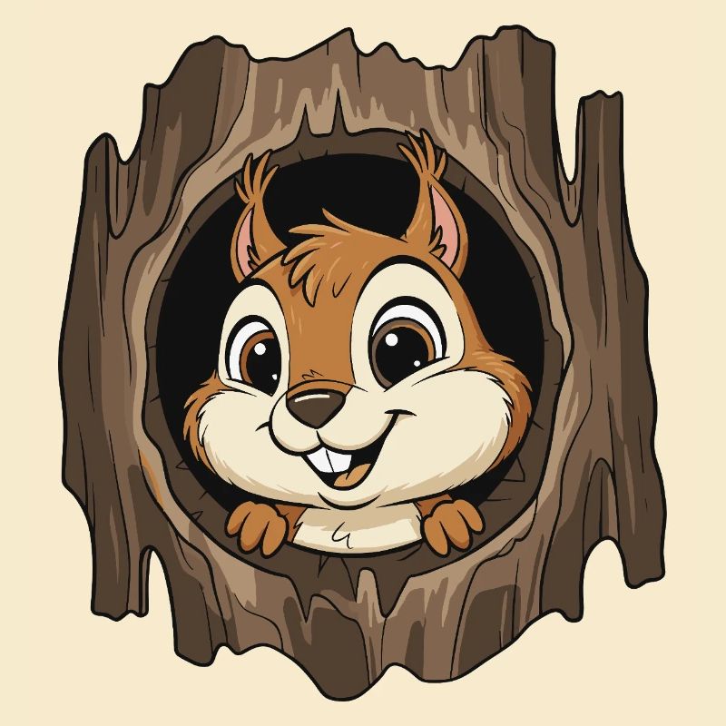 Forest chipmunk in the tree hole