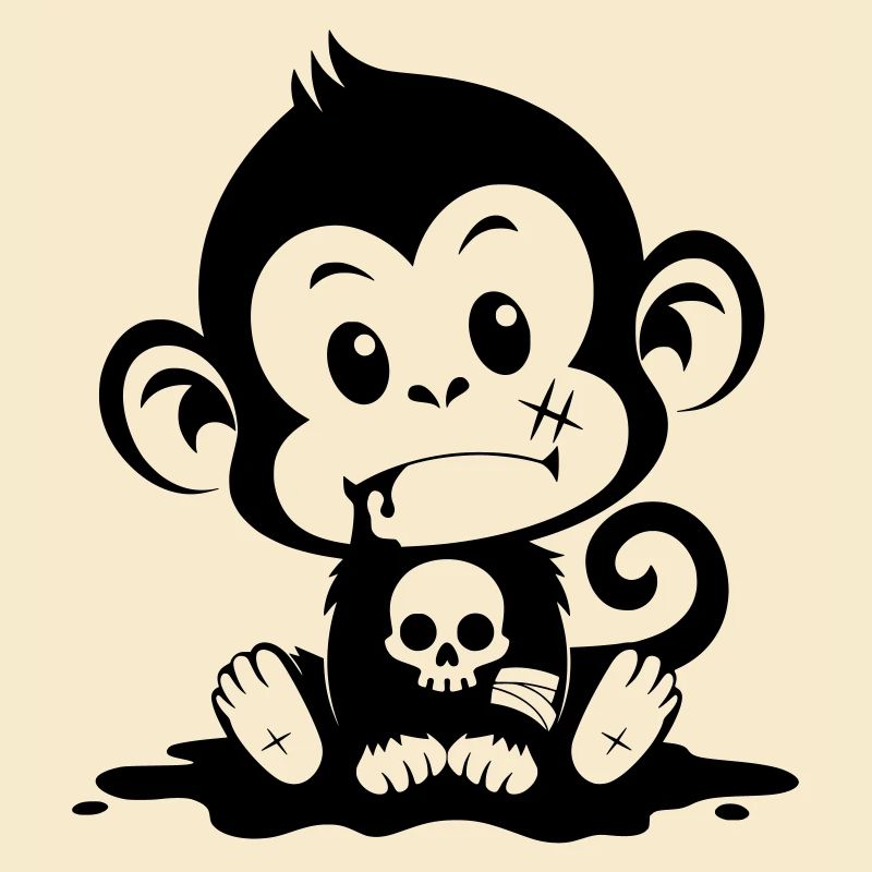 Singe mignon dans un style inquiétant