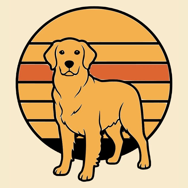 Dog Retriever Retro Sunset