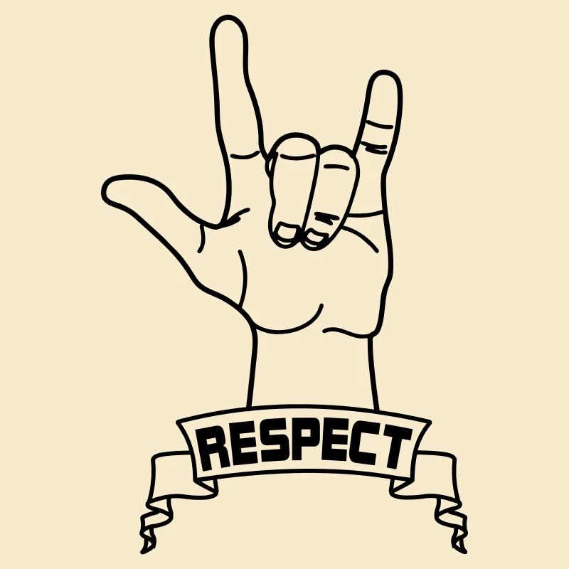 Handgeste Respekt mit Text RESPEKT