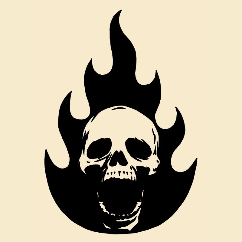 Skull and black flame