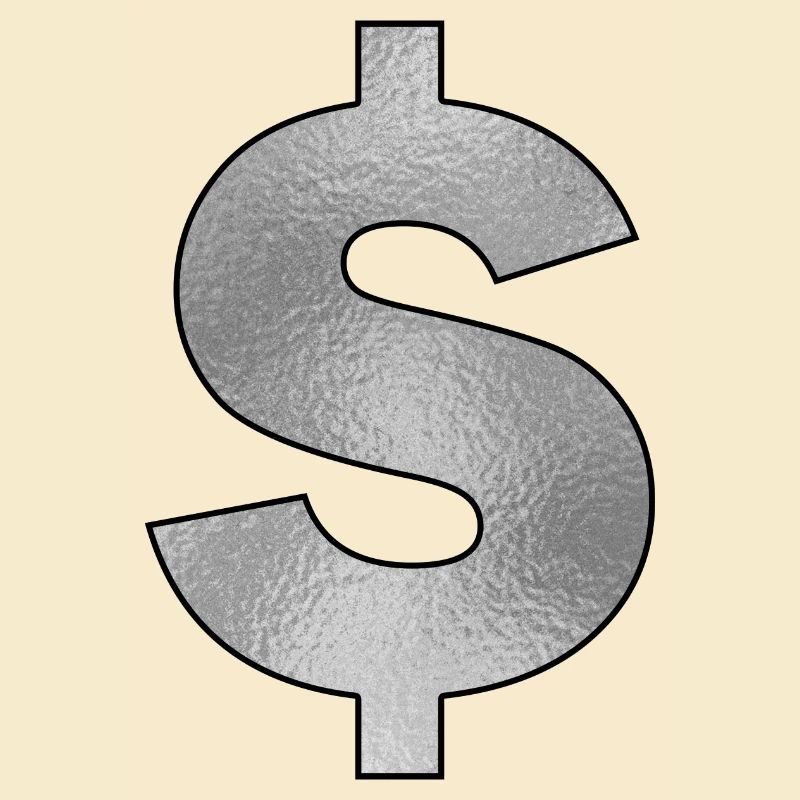 Signe de dollar en argent