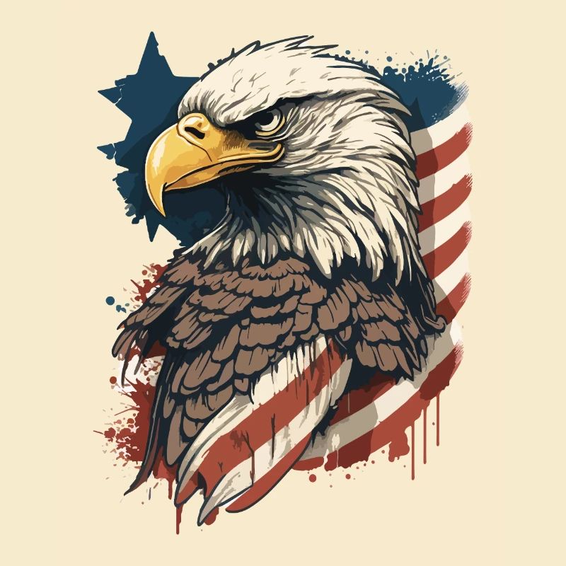 Eagle USA America Flag Eagle Head Vintage