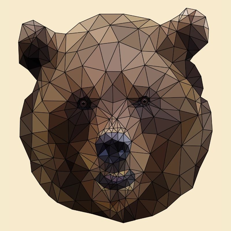 Polygonal Brown Bear Triangular Low Poly Art
