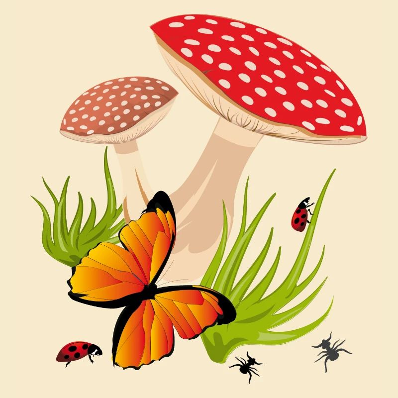 Toadstools, Butterfly