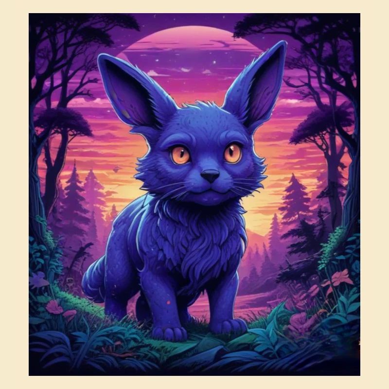 Neon Fuchs im Abendwald
