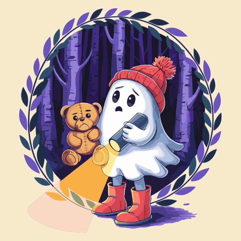 Geist mit Teddy im dunklen Wald