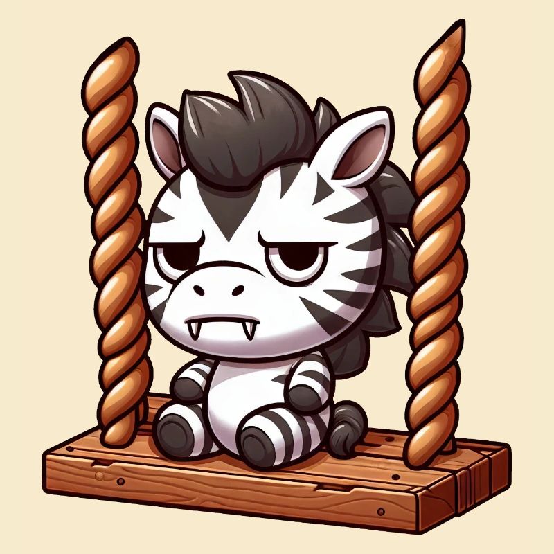 Grumpy Zebra Swinging Annoyed Funny Design